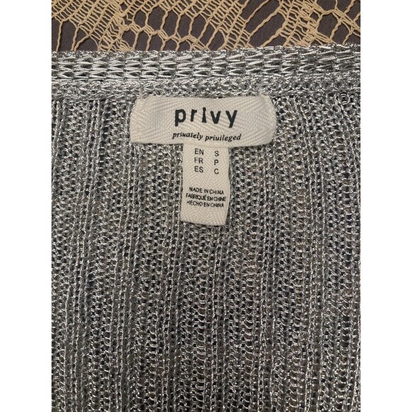 Silver Cardigan Cropped Knit V-Neck Long Sleeve Space Chic Glam Size Small - Picture 4 of 5